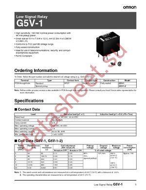 G5V-1-DC12 datasheet  